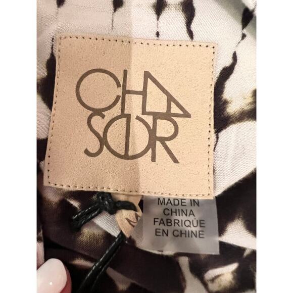 NWT Chaser Tie Dye Striped Cold Shoulder V-Neck Mini Dress Black/White Women's M - Picture 5 of 7